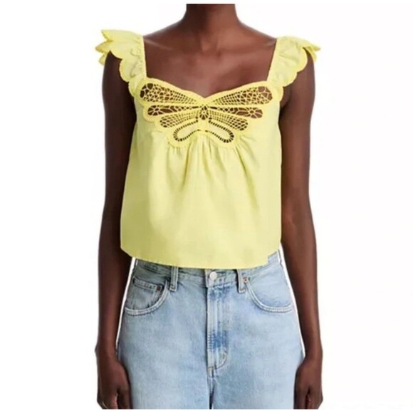 MOTHER the Wing It Tank Top Yellow Cropped Size Small - Picture 1 of 11